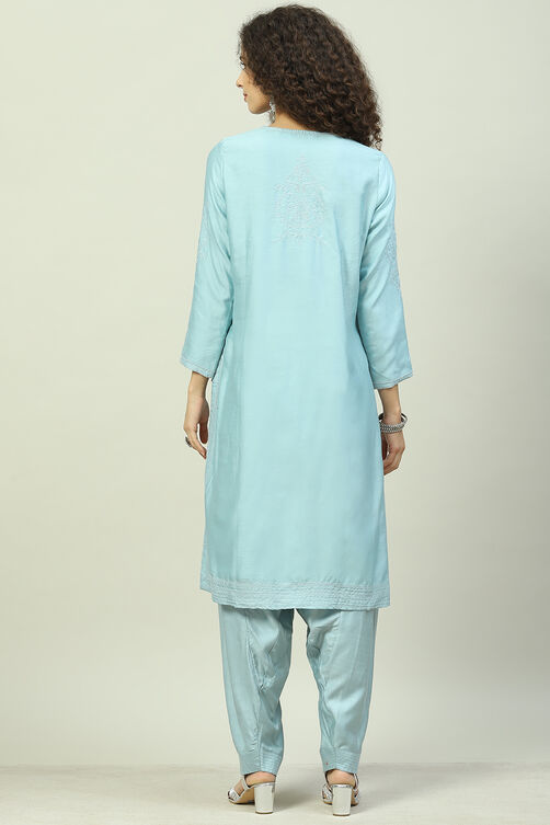 Berry Red Cotton Silk Straight Kurta Salwar Pant Suit Set image number 3