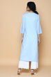 Ice Blue Cotton Embroidered Kurta image number 5