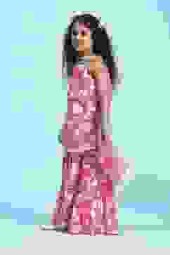 Coral Cotton Printed Straight Suit Set image number 3