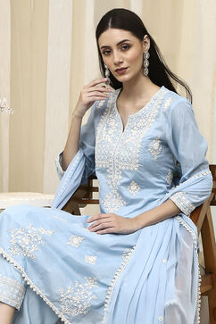 Blue Viscose Kalidar Suit Set image number 0