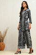 Black Viscose Rayon Straight Printed Kurta Pants Set image number 3