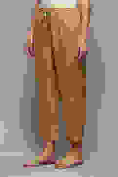 Antique Gold Polyester Slim Printed Pants image number 2