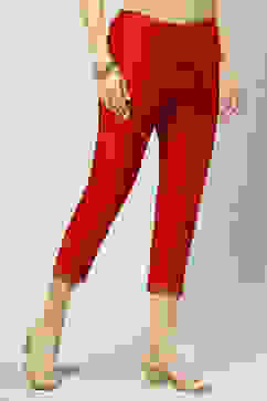 Red Art Silk Cotton Narrow Pants image number 3