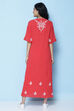 Red Cotton A Line Fusion Wear Dress image number 6