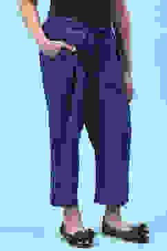 Blue Cotton Solid Pant image number 3