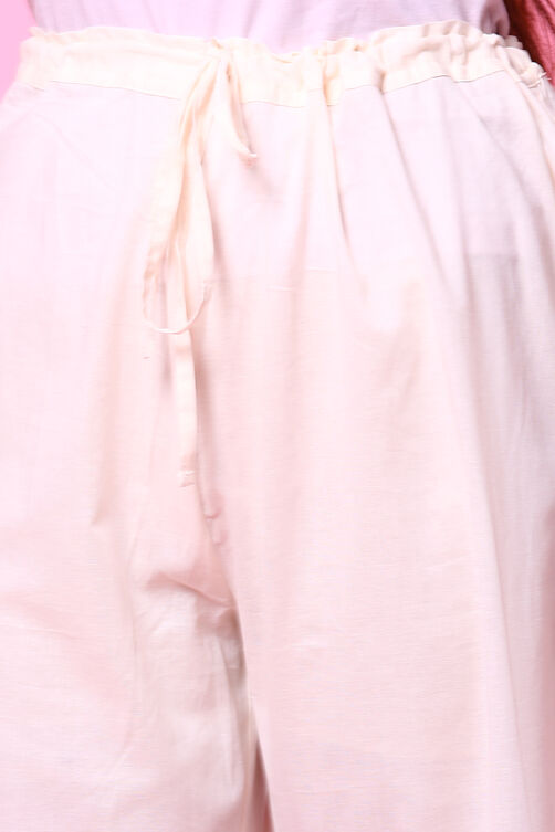 Off White Cotton Anarkali Kurta Palazzo Suit Set image number 7