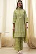 Mehendi Green Cotton Printed Straight Suit Set image number 6