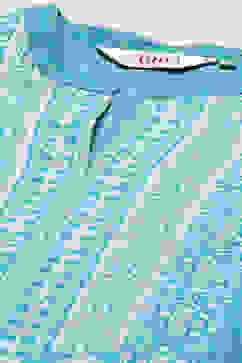 Teal Cotton A-Line Printed Kurta image number 1