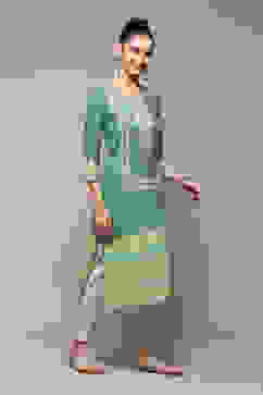 Green LIVA Straight Printed Kurta image number 3