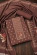 Brown Linen Printed Unstitched Suit Set image number 0