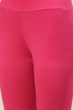 Fuschia Cotton Blend Solid Leggings image number 1
