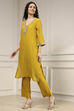 Yellow Metallic Pattern Straight Kurta image number 3