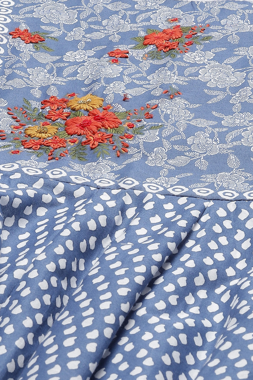 White And Pink Cotton Anarkali Kurta Churidar Suit Set image number 1