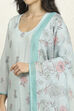 Sea Green Linen Unstitched Suit Set image number 2