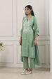 Green Viscose Rayon Straight Suit Set image number 3
