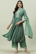 Sage Green Rayon A-Line Shoot Set Kurta Palazzo Suit Set
