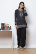 Black Straight Art Silk Short Printed Kurti image number 4