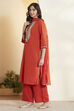 Rust Cotton Yoke Design Straight Kurta Set image number 4