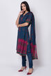 Navy Blue Cotton Straight Kurta Churidar Suit Set image number 0