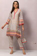 Grey Art Silk Straight Kurta Slim Pant Suit Set image number 5