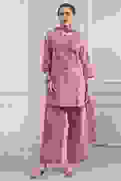 Light Pink Cotton Straight Suit Set image number 6