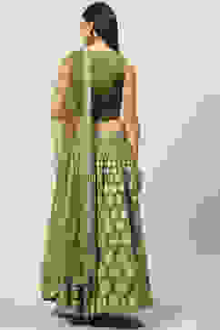 Mehndi Art Silk Lehenga Set image number 4