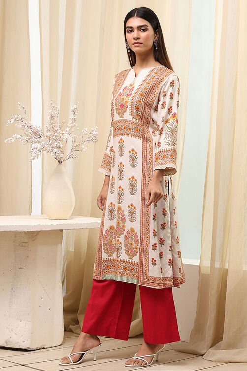 Green Printed Straight Kurta image number 2