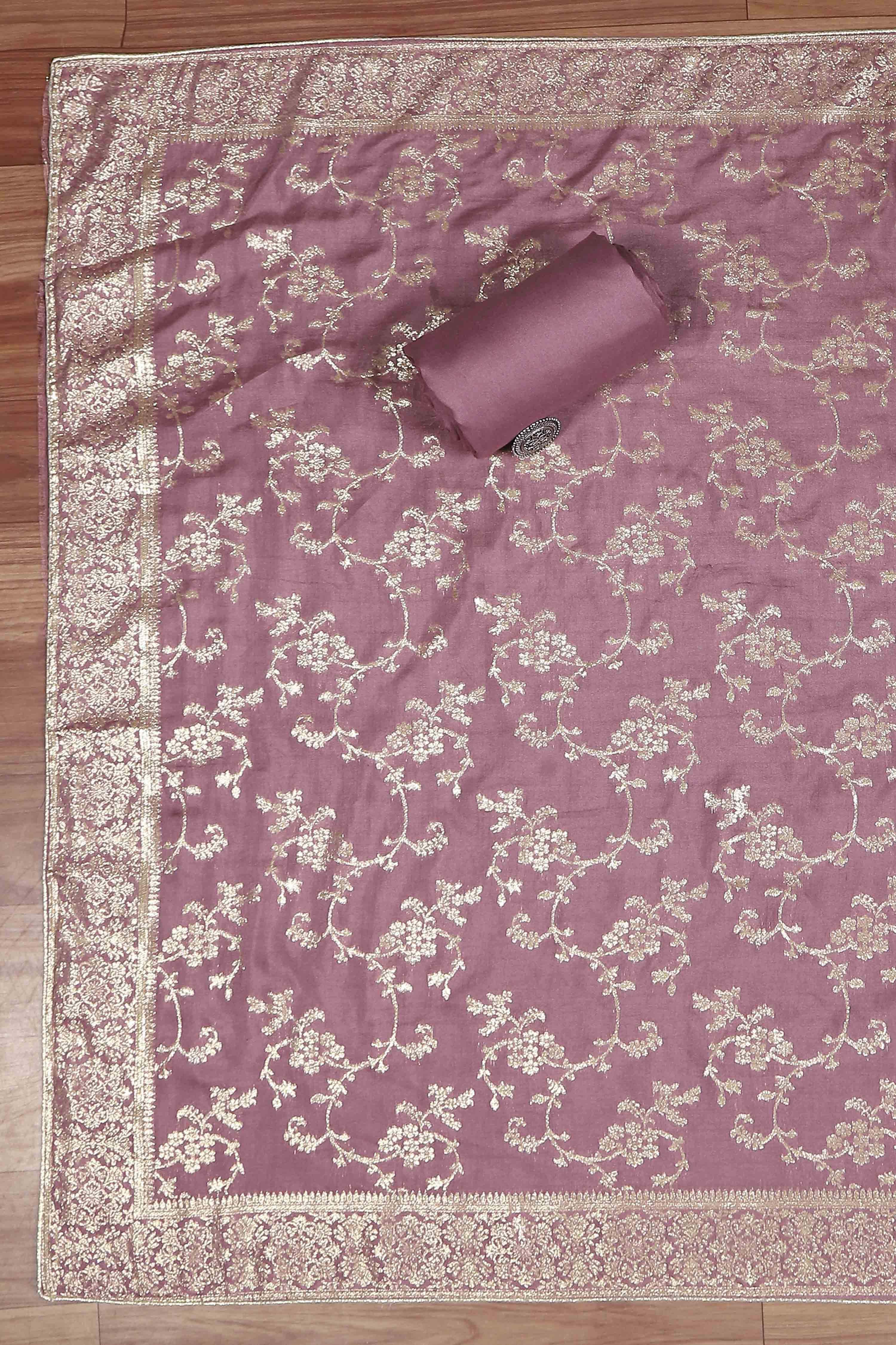 Purple  Unstitched Suit Set image number 3