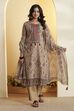 Beige Poly Linen Straight Suit Set