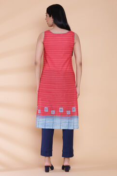 Red Cotton Sleeveless Printed Kurta image number 5