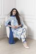 Blue and White Printed Straight Suit Set