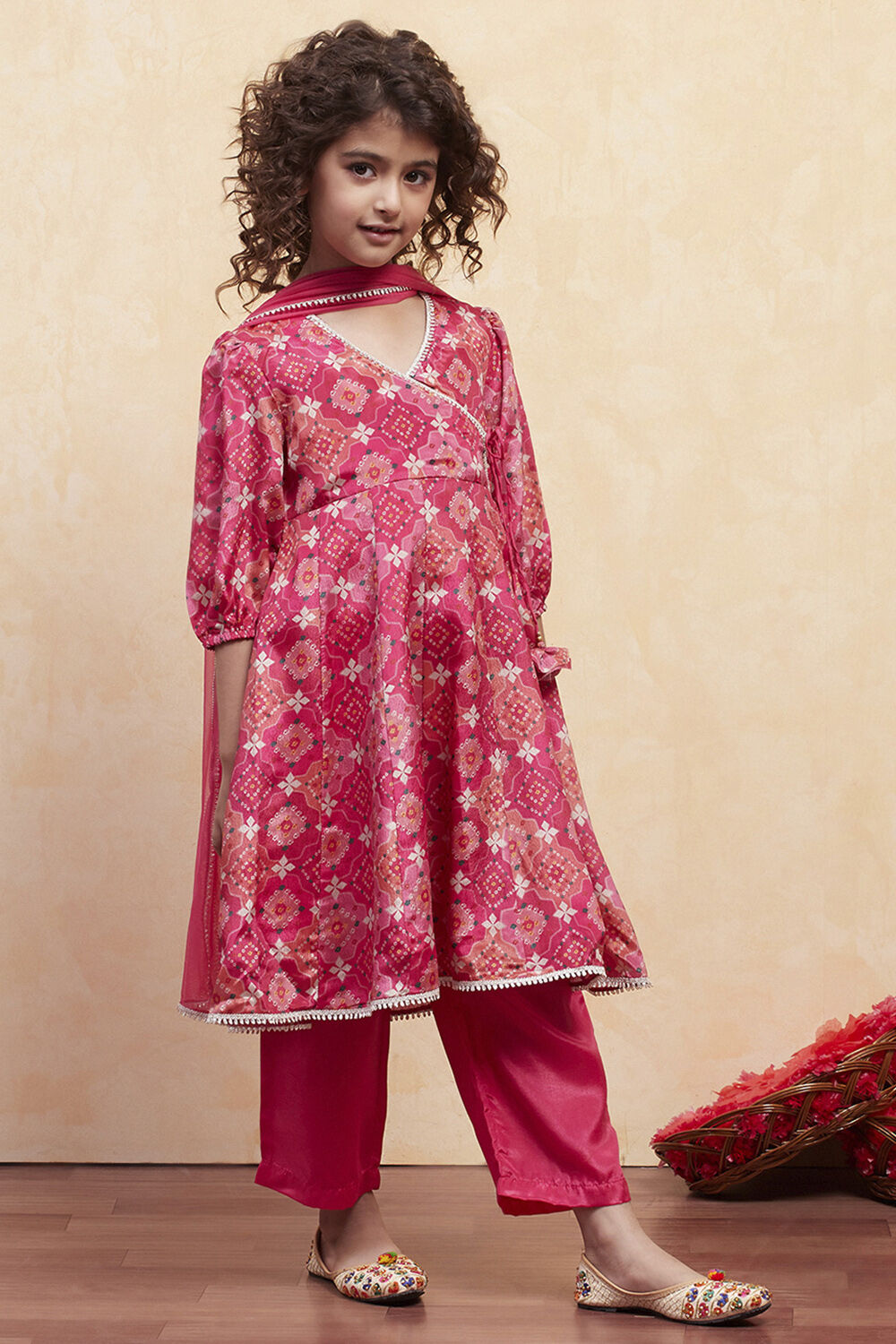 Turquoise Angrakha Printed Flared Suit Set image number 5