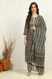 Green Cotton Floral Printed Unstitched Suit Set image number 7