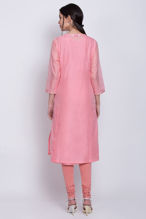 Yellow Poly Cotton A-Line Embroidered Kurta image number 5
