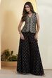 Black Viscose Rayon Embroidered Fusion Set image number 8