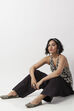 Black Cotton Printed Regular Short Kurti image number 6