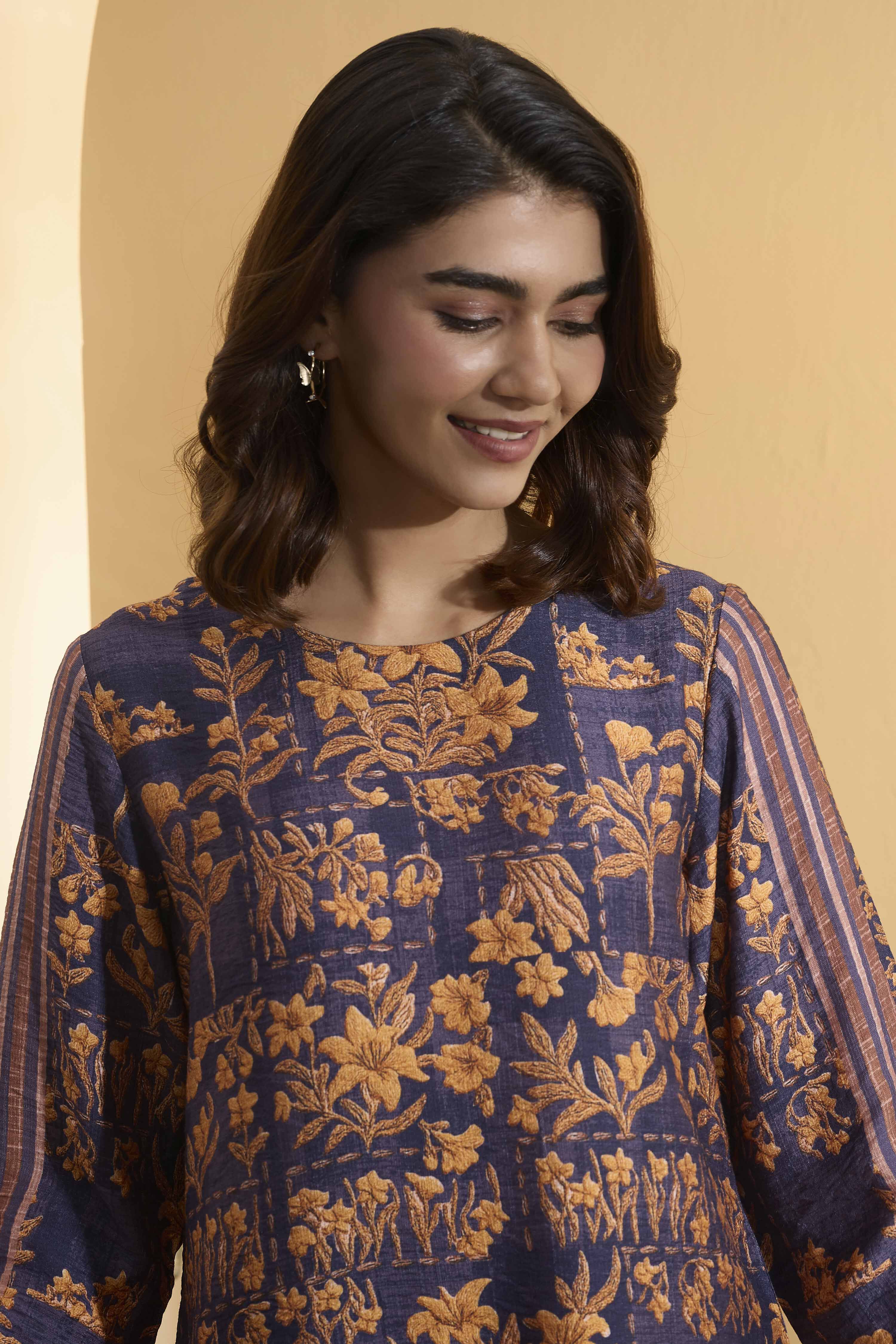 Violet Nylon Viscose Printed Co-ord Set image number 1