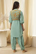 Sage Green Cotton Pathani Straight Kurta Set image number 4