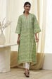 Green Pure Cotton Printed Straight Kurta image number 5