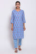 Peach Metallic Cotton Printed Kurta image number 2
