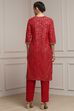 Off-White Cotton Printed Straight Suit Set image number 4