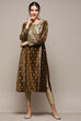 Brown Poly Velvet Straight Printed Kurta