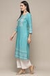 Pink Rayon flax Relaxed Kurta Palazzo Suit Set image number 3