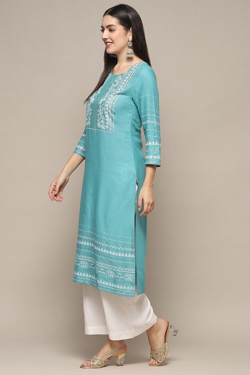 Pink Rayon flax Relaxed Kurta Palazzo Suit Set image number 3