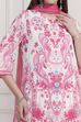 Pink and White Printed Straight Suit Set image number 1