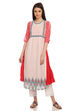 White Flared Cotton Printed Kurta image number 0