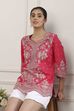 Red Cotton All-Over Floral Printed Kurti image number 0