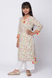 White Cotton A-Line Straight Kurta Palazzo Suit Set image number 2