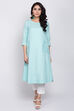 Pink Cotton A-Line Yarndyed Kurta image number 0