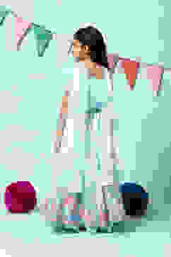 Blue Cotton Blend Short Top Lehenga Set image number 4